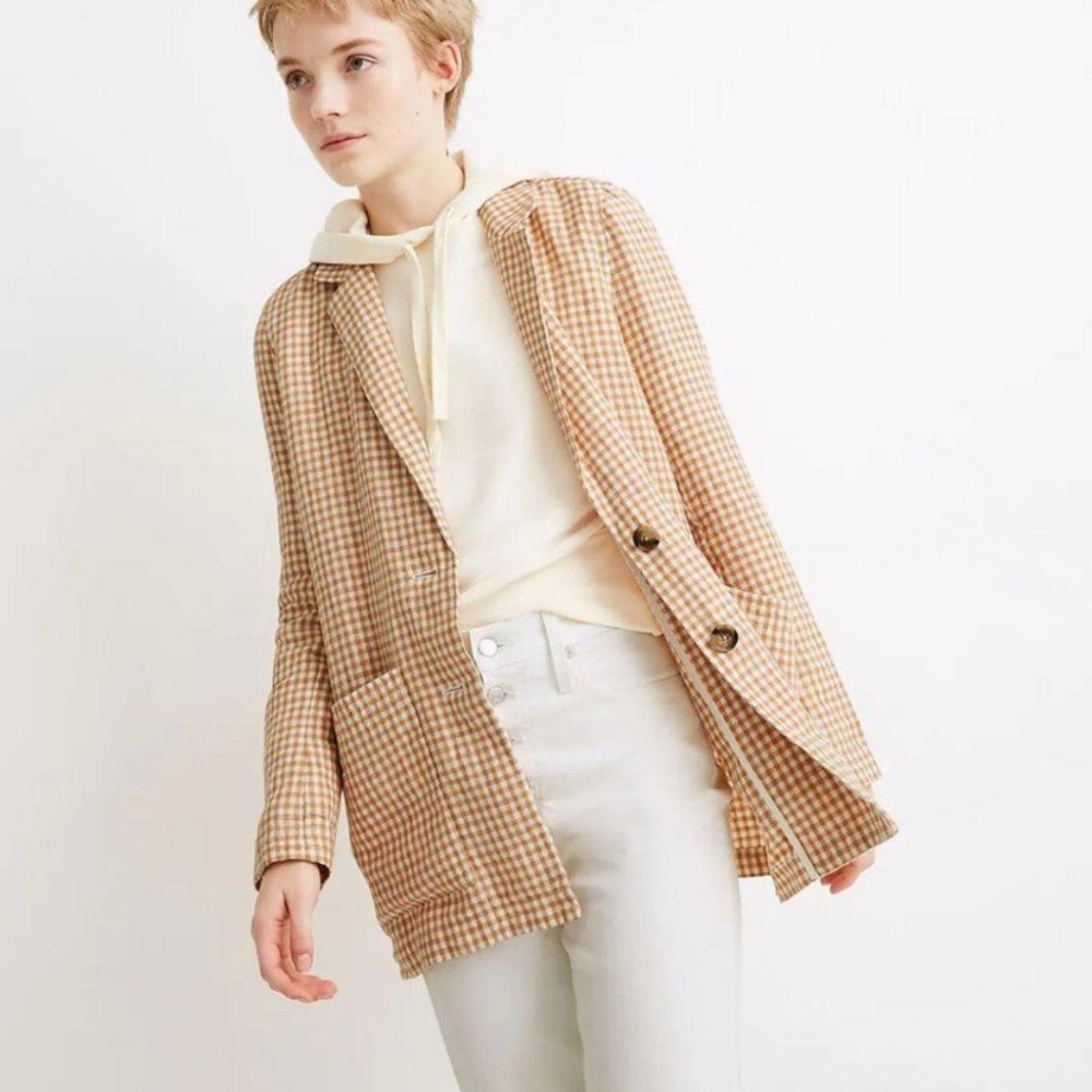 Madewell Linen Gingham Blazer
